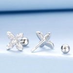 Strieborné náušnice, kvetinka