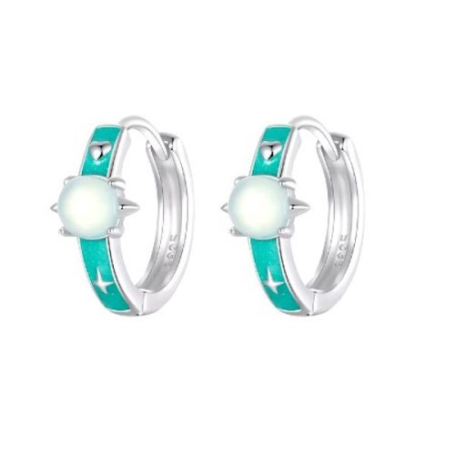 Strieborné náušnice, zelená planéta