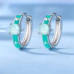 Strieborné náušnice, zelená planéta