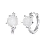 Ezüst fülbevaló, fehér rózsa