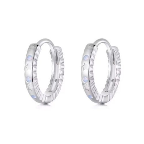 Ezüst fülbevaló, csillagos