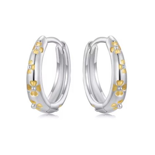 Ezüst fülbevaló, négylevelű lóhere 