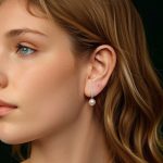 Ezüst fülbevaló, moissanit és gyöngy