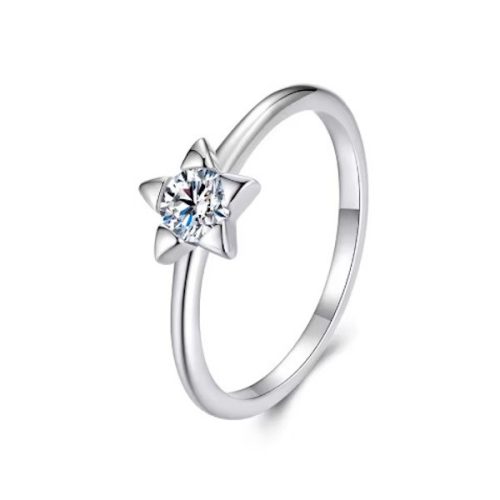 Ezüst gyűrű kristálycsillaggal, 6-os méret