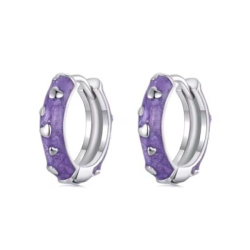 Strieborné náušnice, fialové