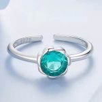 Strieborný prsteň, nastaviteľný, tyrkysový