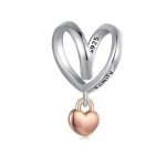 Strieborné kúzlo, srdce, ružové zlato