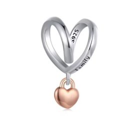 Strieborné kúzlo, srdce, ružové zlato