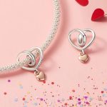 Strieborné kúzlo, srdce, ružové zlato