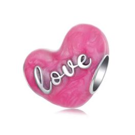 Strieborné kúzlo, srdce, ružové