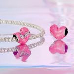 Strieborné kúzlo, srdce, ružové