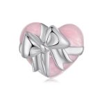 Strieborné kúzlo, srdce s mašľou