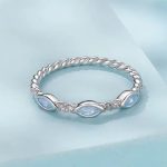 Strieborný dámsky prsteň, opál, veľkosť 8