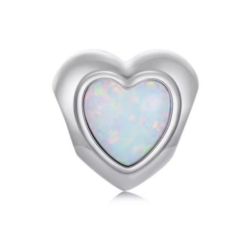 Strieborné kúzlo, srdce s opálom