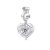 Ezüst charm, szív rózsával