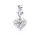 Ezüst charm, szív rózsával