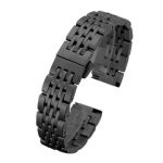 Nemesacél, pillangócsatos óraszíj, fekete, 18 mm