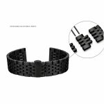 Nemesacél, pillangócsatos óraszíj, fekete, 22 mm