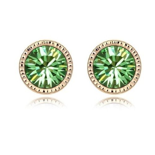 Klasické okrúhle náušnice, Peridot zelená