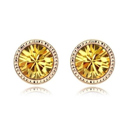 Klasické okrúhle náušnice, svetlý topás