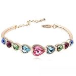 Náramok srdiečko, Multicolor, zdobený kryštálmi Swarovski
