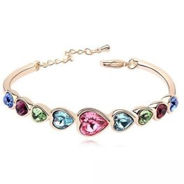   Náramok srdiečko, Multicolor, zdobený kryštálmi Swarovski