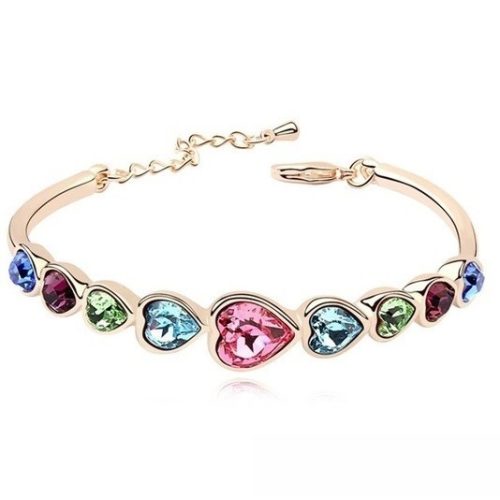 Náramok srdiečko, Multicolor, zdobený kryštálmi Swarovski