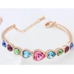 Náramok srdiečko, Multicolor, zdobený kryštálmi Swarovski