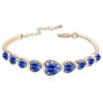 Náramok srdiečko, zafír, zdobený kryštálom Swarovski