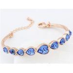 Náramok srdiečko, zafír, zdobený kryštálom Swarovski