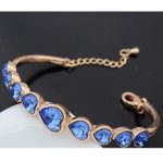 Náramok srdiečko, zafír, zdobený kryštálom Swarovski