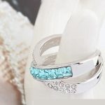 Krížový prsteň, Aquamarine, zdobený kryštálmi Swarovski, 7.5
