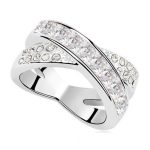 Krížový prsteň, Crystal, zdobený kryštálmi Swarovski, 5.5