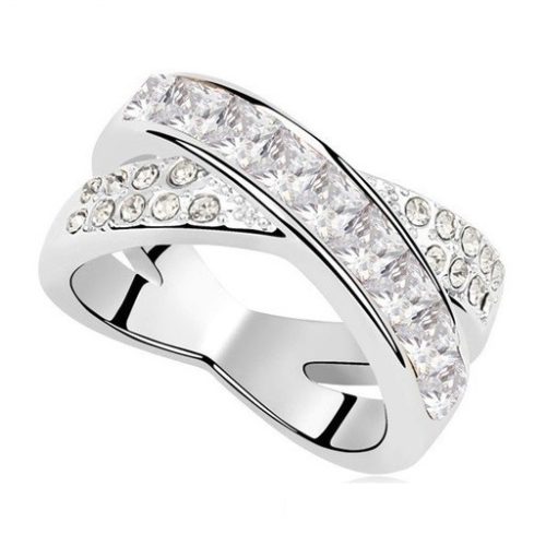 Krížový prsteň, Crystal, zdobený kryštálmi Swarovski, 5.5