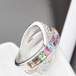 Krížový prsteň, Multicolor, zdobený kryštálom Swarovski, 5.5