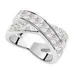 Krížový prsteň, Crystal, zdobený kryštálmi Swarovski, 6.5