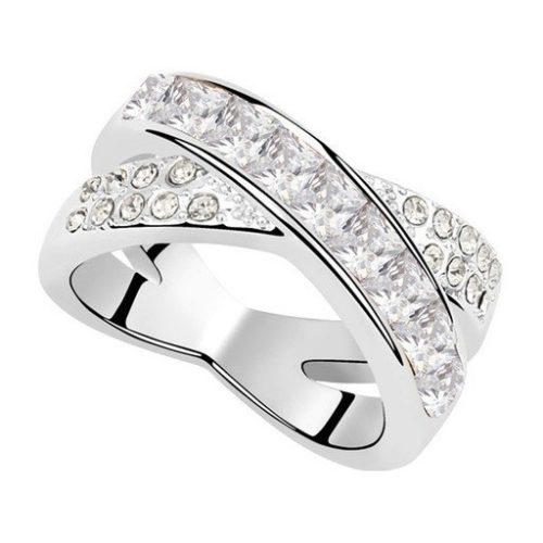 Krížový prsteň, Crystal, zdobený kryštálmi Swarovski, 6.5
