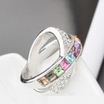 Krížový prsteň, Multicolor, zdobený kryštálom Swarovski, 7.5