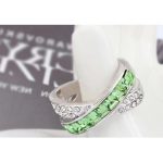 Krížový prsteň, Peridot zelený, zdobený kryštálmi Swarovski, 6.5