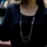 Trojitý dlhý náhrdelník, Modrý, zdobený kryštálmi Swarovski