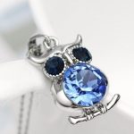 Náhrdelník s príveskom sova, Modrý, zdobený kryštálmi Swarovski