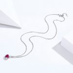 Strieborný náhrdelník so srdiečkom, ružová