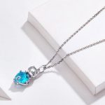 Strieborný náhrdelník, mačka so srdcom