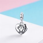 Strieborné kúzlo, srdce s mačičkou