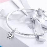 Strieborné kúzlo, srdce s mačičkou