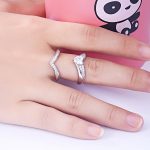 Strieborný prsteň s krištáľom, biele srdce, veľkosť 6