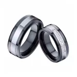 Női karikagyűrű nemesacélból, ezüst-fekete, 9-es méret