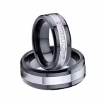 Férfi karikagyűrű nemesacélból, ezüst-fekete, 9-es méret