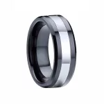 Férfi karikagyűrű nemesacélból, ezüst-fekete, 10-es méret