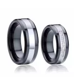 Női karikagyűrű nemesacélból, ezüst-fekete, 7-es méret